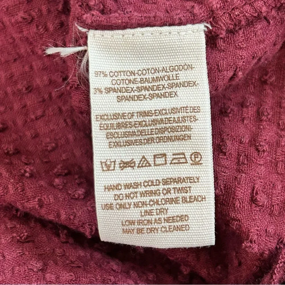 Free People Walking in Hueco Back Tie Burgundy Long Sleeve Top size xsmall